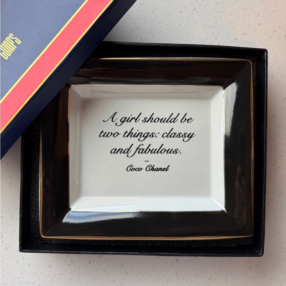 Coco Chanel Black and White Quote trinket Tray